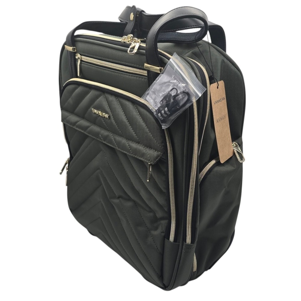 VANKEAN 16 in Rolling Underseat Carry On Luggage Olive Green Travel Suitcase - Picture 2 of 9
